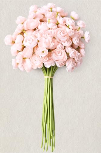 Waipfaru Ranunculus Artificial Flowers, 18Pcs 14In Fake Peonies Artificial Flowers, Pink Faux Flower for Vase Silk Flower Real Touch Faux Peony Bulk for DIY Wedding Bouquet Home Bridal Shower Decor