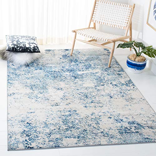 Safavieh Contemporary Rug for Living Room, Dining Room, Bedroom - Brentwood Collection, Short Pile, in Ivory and Navy, 122 X 183 cm