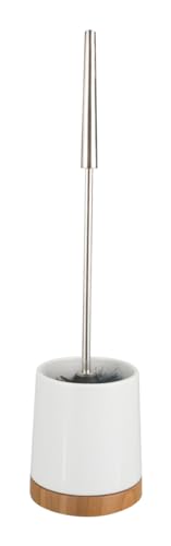WENKO 17676100 Toilet brush Bamboo - Ceramic, 10.8 x 42 x 10.8 cm, White
