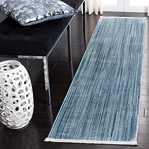 Safavieh Dream Collection Contemporary Rug for Living Room Dining Room Bedroom Short Pile Blue and Grey 24 x 84 Inch