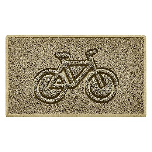 Nicoman Bike Embossed Shape Door Mat Dirt-Trapper Washable Barrier Doormat-(Use Indoor or Sheltered Outdoor)-(75x44cm/29.5x17.3inches,Medium) Beige
