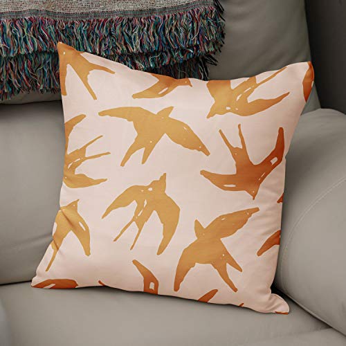 Bonamaison Decorative Cushion Cover Orange & Off White, Throw Pillow Covers, Home Decorative Pillowcases for Livingroom, Sofa, Bedroom, Size: 43X43 Cm - Designed and Manufactured in Turkey