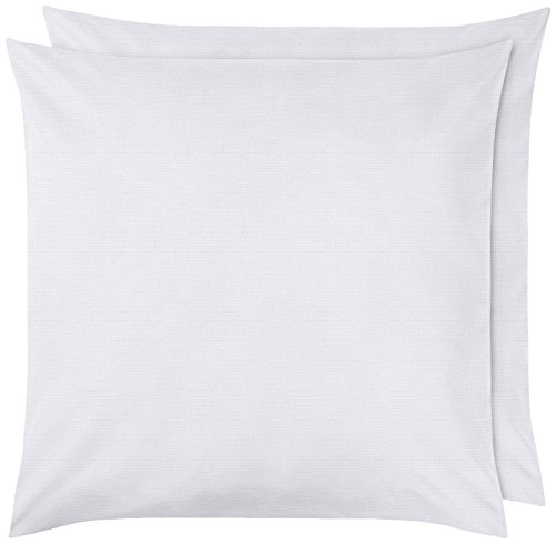 Amazon Basics Microfibre Pillowcases, Soft Pillow Cases 2 Pack, Continental Square 65 x 65 cm, Bright White