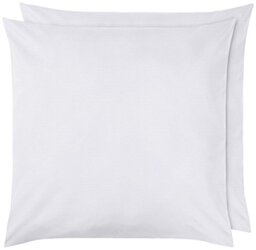 Amazon Basics Microfibre Pillowcases, Soft Pillow Cases 2 Pack, Continental Square 65 x 65 cm, Bright White