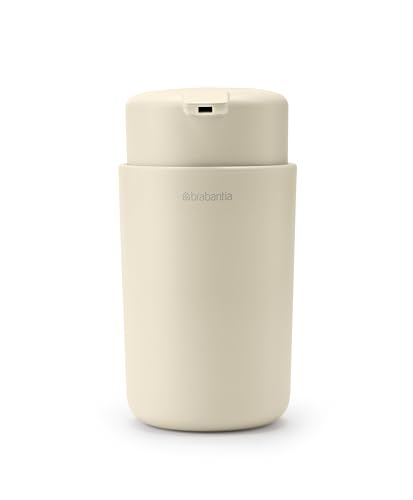 Brabantia - ReNew Soap Dispenser 250 ml - Non-Drip Pump Mechanism - Easy to Refill - Removable Holder - Corrosion Resistant - Stylish Bathroom Accessory - Soft Beige