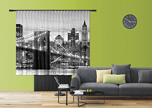 AG Design Curtains, 3D Photo Print, Light, 100% PES, Multicolor, 180 x 160 cm/ 71 x 63 inches