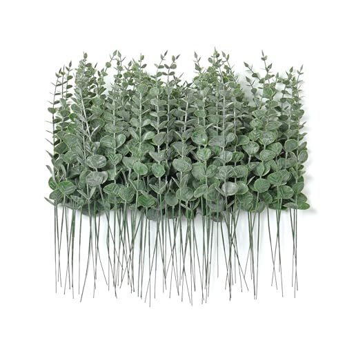 ScarFio 200 Pcs Eucalyptus Stems Artificial Eucalyptus Leaves Stems Real Golden Touch Leaf Branches for Home Office Flowers Bouquet Centerpiece Wedding Decoration