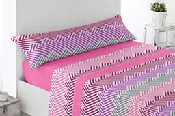 Miracle Home. Lucena 3-Piece Bedding Set, Fitted Sheet, Flat Sheet and Pillowcase, 50% Cotton, 50% Polyester, 90 x 200 cm, Pink