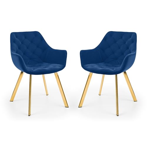 Julian Bowen Set of 2 Lorenzo Dining Chairs, Blue, One Size (LOR004)