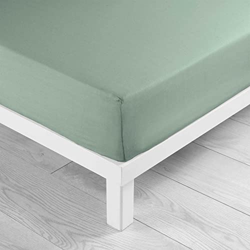 douceur d'intérieur, Lina Sage Fitted Sheet (180 x 200 cm) 100% Cotton