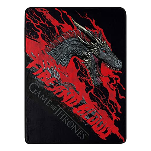 "Northwest Game of Thrones Micro Raschel Throw Blanket, 46"" x 60"", Fire and Blood"