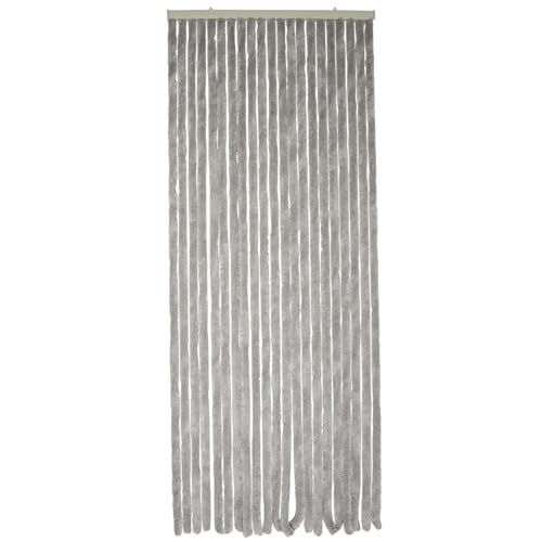 Werkapro 10786 Chenille Door Curtain 90 x 220 cm Adjustable Anti-UV Treated Plain Grey
