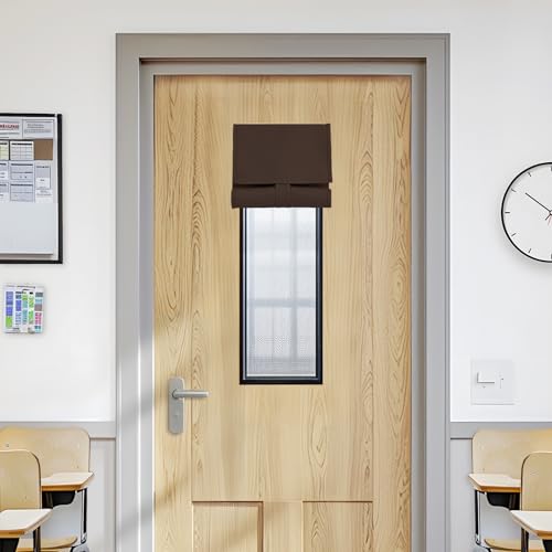 Vatge Classroom Door Curtain, Classroom Door Window Cover Thermal Insulated Blackout Short Window Covering for Privacy, 1 Panel, W8 x L36, Brown