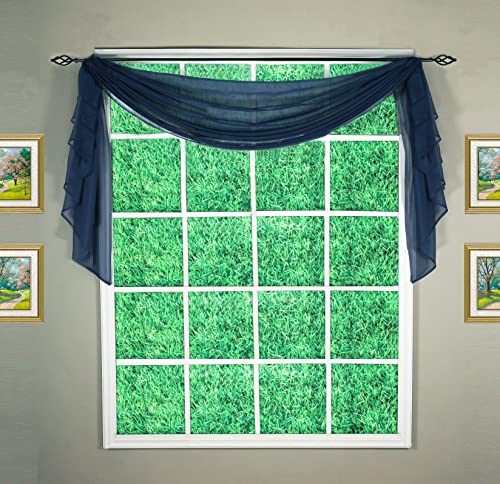 "Today's Curtain Emelia Original Voile Scarf 144"", Navy, 45"" W x 144"" L"