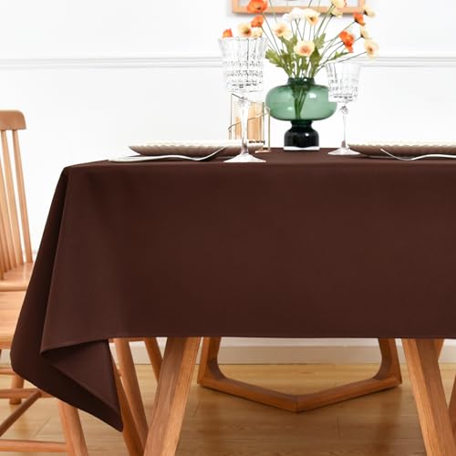 NEWISHER Chocolate Rectangle Tablecloth 70 x 108 inch for 6 Foot Tables - Heavy Duty Polyester Fabric Table Cloth, Reusable Solid Rectangle Table Cover for Dining Kitchen Party Wedding Indoor Outdoor