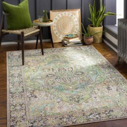 Livabliss Viorica Vintage - Area s Living Room 107x168 cm, Dining Floor, Kitchen, Traditional Multicoloured Boho Style, Easy Care Pile, Bohemian Large, Green, Blue, Grey, Beige