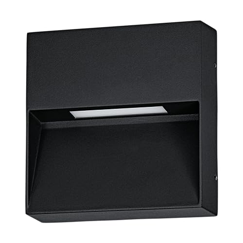 Eglo LED Outdoor wall Light Fixture Maruggio, External Porch Lighting, Square Outside Spotlight, Flat façade lamp, Black Aluminium, Warm White – Cool White, IP65