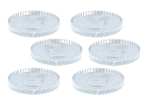 Dekohelden24 Glass Candle Plates/Candle Holders/Saucers Set of 6 Round Clear/Transparent Size H 1.5 x 10 cm
