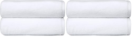 Amazon Basics Bath Towels, 100% Cotton Quick Dry Towel Set, Soft and Absorbent, 70 x 140 cm, White, 4-Pack