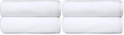 Amazon Basics Bath Towels, 100% Cotton Quick Dry Towel Set, Soft and Absorbent, 70 x 140 cm, White, 4-Pack