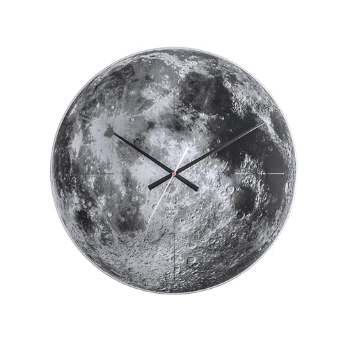 Karlsson Moon Glass Wall Clock with Sweep Movement, Black
