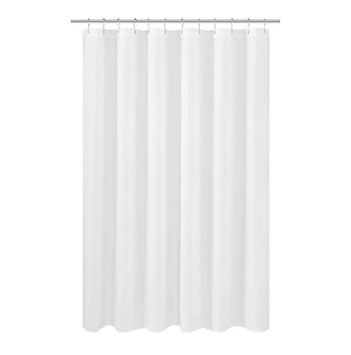 N&Y HOME Longer Shower Curtain Liner Fabric 72 x 75 inches, Hotel Quality, Washable, White Spa Bathroom Curtains with Grommets, 72x75