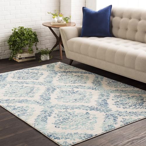 Livabliss Truchas Geometric Rug - Scandi Area Rugs Living Room 200x275 cm, Dining, Kitchen - Neutral, Abstract Patterned Rugs, Boho Style, Easy Care Pile - Large Rug, Ivory, Grey, Teal, Navy