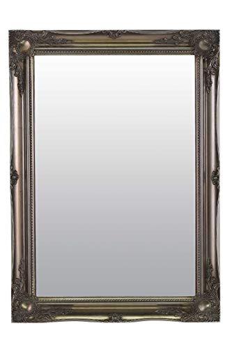 LARGE FRENCH SILVER Shabby Chic Antique Style Rectangular Wall MIRROR complete with Premium Quality Pilkington's Glass - Size: 26 inches x 36 inches (66cm x 92cm)
