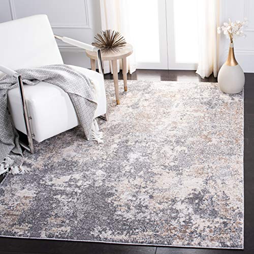 Safavieh Contemporary Rug for Living Room, Dining Room, Bedroom - Aston Collection, Short Pile, in Light Grey and Grey, 160 X 231 cm