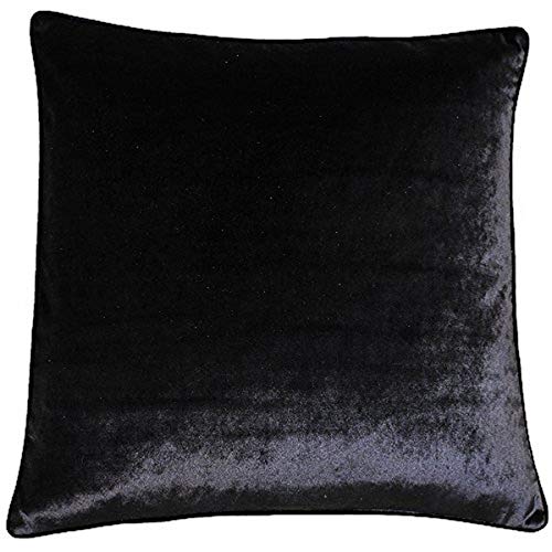 "Riva Paoletti Luxe Velvet Polyester Filled Cushion - Black - Soft Velvet Feel Fabric - Reversible - Hidden Zip Closure - Machine Washable - 100% Polyester Case - 55 x 55cm (22"" x 22"" inches)"