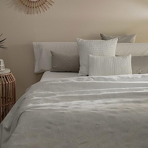Sancarlos Aleli Jacquard Duvet Cover, 50% Cotton 50% Polyester, (200 Bed, Light Grey)