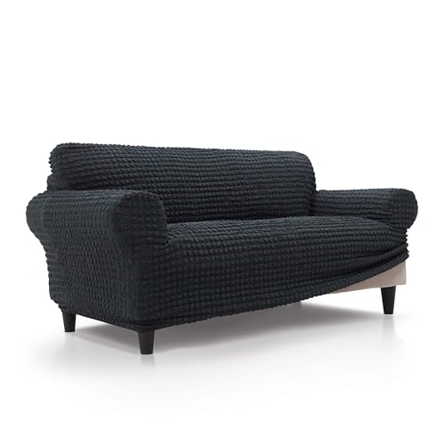 FAVERTI?? BUFALI Super Elastic 3 Seater Sofa Cover 180-230 cm - Grey - Jacquard 3D soft touch - 92% recycled material certified GRS - Fit 180-230cm - Made in Spain