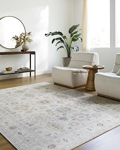 Livabliss x PNW Home's Jordyn Spokane Vintage Rug - Area Rugs for Living Room 120x170 cm, Bedroom - Scandi Neutral Rugs, Traditional Patterned Boho Style, Natural Easy Care Pile - Large Rug, Ivory