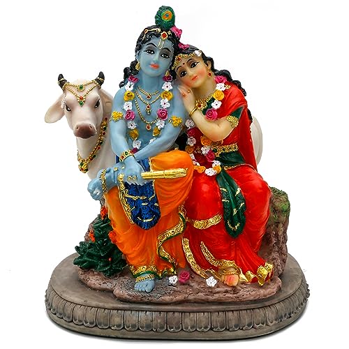 "Hindu God Radha Krishna Statue - 6.6"" H Indian Idol Valentine Wedding Gift for Indians Puja Item Pooja Diwali Gifts Home Office Altar Temple Mandir Yoga Studio Spiritual Decor"
