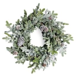 SHATCHI Cypress Pine Wreath 80cm PE Material Real-Touch Wreath with Pine Cones Fire-Resistant Bendable Wire Greenery Door Decor for Winter Seasonal Display Front Door Festive Accent