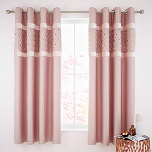 Catherine Lansfield Sequin Cluster Eyelet Curtains 66x90 inch Blush