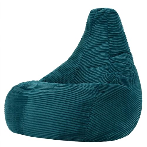 icon Dalton Large Cord Bean Bag Chair, Teal, XXL Adult Bean Bag with Filling Included, Comfy Chair, Living Room Furniture, Bedroom Furniture