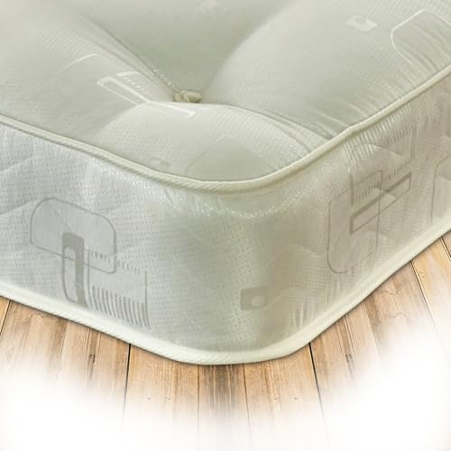 Starlight Beds Harmony Tufted Small Single Mattress. Dual Sided, Hand Tufted 8 Inch Deep Budget Sprung Small Single Mattress. Soft, White (2ft6 x 6ft3)