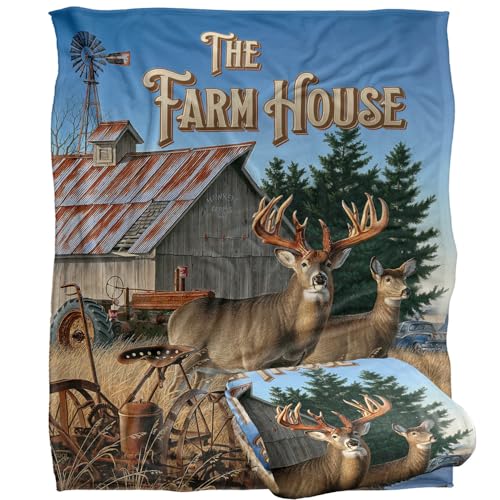 Jq Licensing - Lz-Jp Farm House Deer Silky Touch Super Soft Throw Blanket 152 X 127 Cm