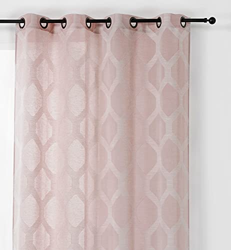 Linder Net Curtain, 85% polyester 15% linen, Pink, 140x250cm