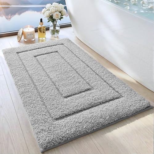 "DEXI Bathroom Rug Mat, Extra Soft Absorbent Premium Bath Rug, Non-Slip Comfortable Bath Mat, Carpet for Tub, Shower, Bath Room, Machine Washable, 24""x36"", Light Grey"
