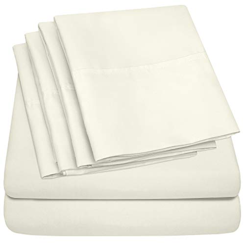 Sweet Home Collection Queen Sheets Ivory - 6 Piece 1500 Supreme Collection Fine Brushed Microfiber Deep Pocket Queen Sheet Set Bedding - 2 Extra Pillow Cases, Great Value