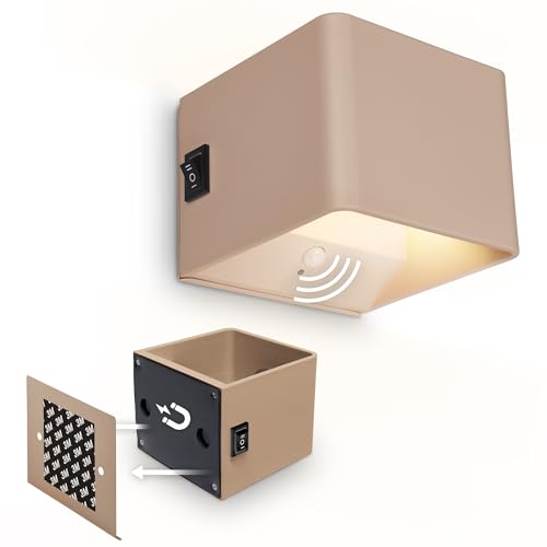 BRILONER Sticklights - Rechargeable Wall Light Without Wiring and Drilling, Motion Sensor, Magnetic, LED, Sticky Wall Lights, Battery, 10x8x10 cm, Beige