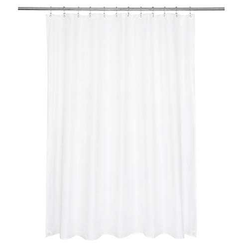 "Ultimate Waterproof Long Fabric Shower Curtain or Liner 72x76, Breathable TPU & Machine Washable, Use for Bath Tub/Stall in Home and Hotel, White, 72""x76"""