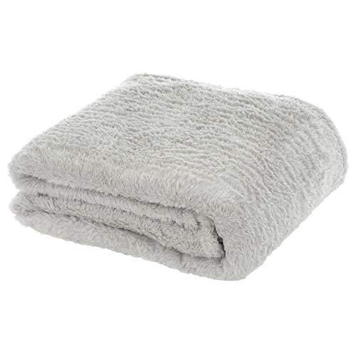 Luxury Shaggy Fleece Blanket With Shiny Lurex Large Soft Warm Home Sofa Bed Throw Silver 130x155cm