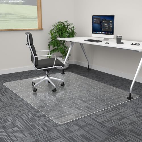 "100pointONE Extra Large Office Chair Mat for Carpet, 46"" x 72"" Clear Desk Chair Mat for Low Pile Carpeted Floors- Easy Glide Plastic Floor Mat for Office Chair on Carpet"