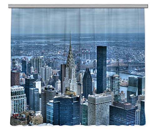 AG DESIGN Curtains, 3D Photo Print, Light, 100% PES, Multi-Colour, 280 x 245 cm
