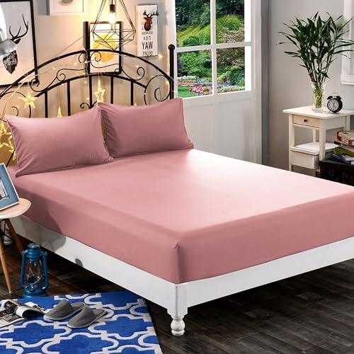 Elegant Comfort 1500 Premium Hotel Quality 1-Piece Fitted Sheet, Softest Quality Microfiber-Deep Pocket up to 16 inch,Wrinkle and Fade Resistant, California King, Dusty Rose
