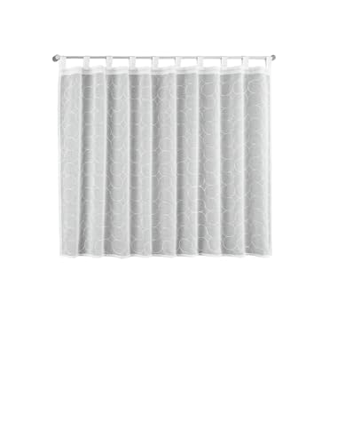 Gardinia Bistro Curtain with Scalloped Embroidery, White, 140 x 85 cm