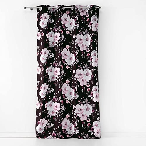 Douceur d'Interieur 140 x 240 cm Eyelet Curtain, Black